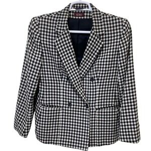 SERO Blazer Skirt Suit Set Gingham Plaid Career Business Vintage Size M